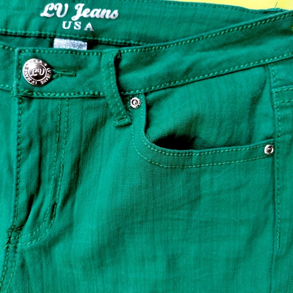 LV JEANS USA Woman Green 💚 Color Size 9/10 Cotton - Picture 7 of 9